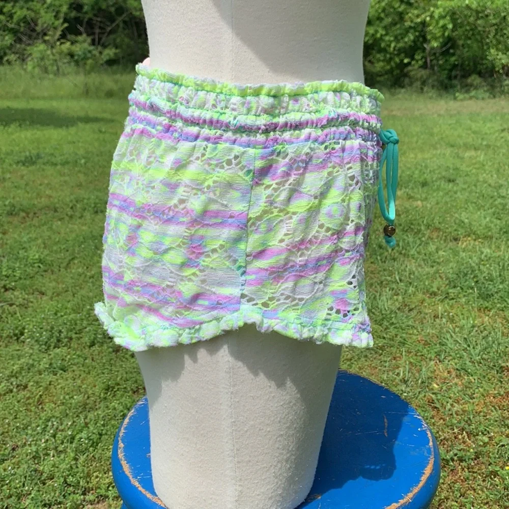 Victoria’s Secret Neon Crochet Lace Shorts Lingerie Beachwear Size Small